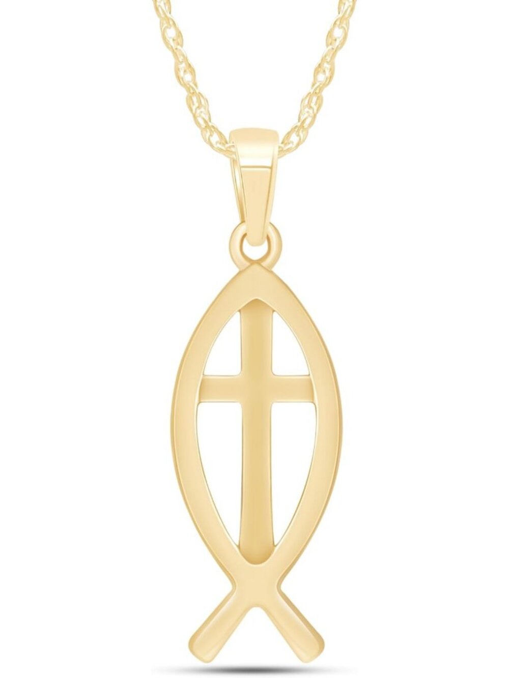 Elegant Fish Cross Pendant Necklace for Women | Faith-Inspired Religious Jewelry